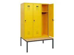 locker met bank,HxBxD 1950x1200x815mm,3vak,vak B 400mm,draaigrendel