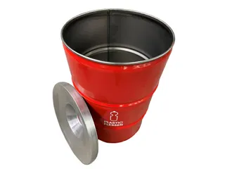 The BinBin Plastic met vlamvertragend deksel 200 Liter Rood - 3