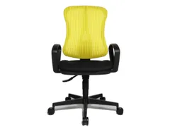 Bureaustoel Zitting Zwart Rugleuning Met Netbekleding In Geel