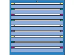 ladekast,HxBxD 1000x605x695mm,9lade(n),cil.-slot,RAL7035,front RAL7035