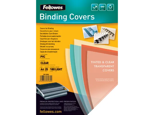 Couverture Fellowes A4 PVC 180 micron 25 pièces