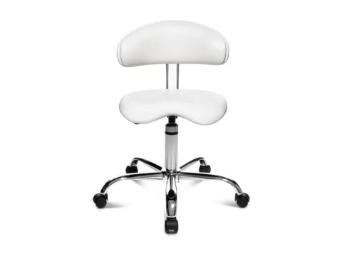 Werkplaatsstoel Zitting Wit Kunstleer 430-510mmx440x400mm Wielen