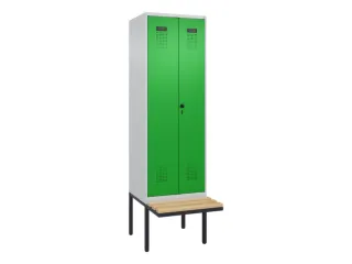PBM-locker met bank,HxBxD 2120x600x815mm,2vak,vak B 300mm,draaigrendel - 2