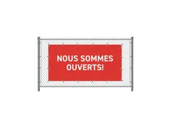 Hekwerkbanner 200x100 cm Rood met Franstalige Print Ouvert