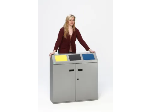 Afvalverzamelstation 3x50 liter Inworpkleppen Geel/Antraciet/Blauw