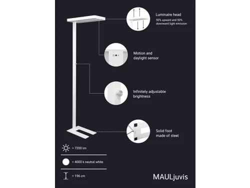 Vloerlamp LED MAULjuvis Wit Sensor Dimbaar Voet