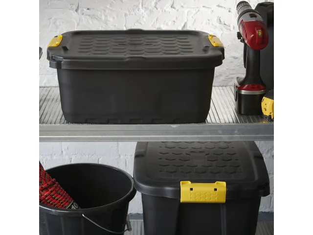 Boîte de rangement robuste 22,4L avec poignées Noir