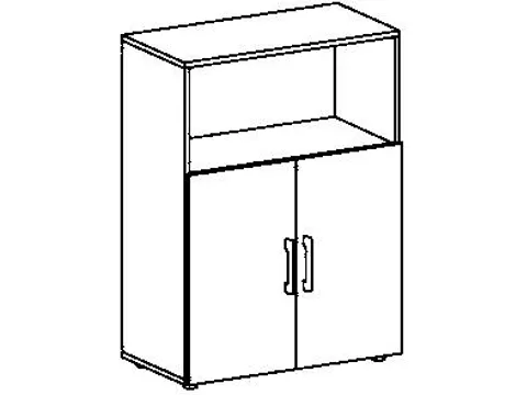 kantoor-combikast HxBxD 1100x800x420mm dubbele vleugeldeur lichtgrijs