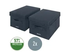 Leitz Stoffen opbergdoos met deksel Grijs 28,5x19x16cm 2 stuks