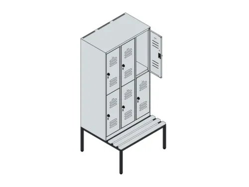 Dubbeldekse dekenkist,HxBxD 1950x900x815mm,3x2vak.,vak B 300mm
