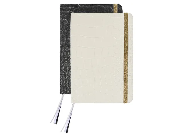Carnet de notes Pure Croco A6 ligné 2 pces 80gramme 160pages noir et