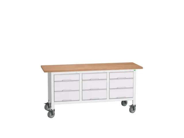 werkbank HxBxD 830x1750x600mm multiplexblad 9laden RAL7035