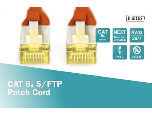 CAT 6A S-FTP patchkabel Cu LSZH AWG 26/7 Lengte 0,5m Rood