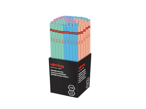 Potlood rOtring woodcase zeshoekig HB metallic assorti