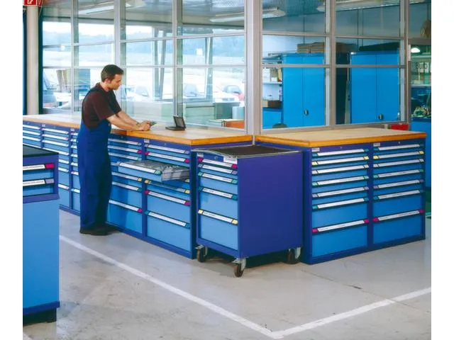 ladekast,HxBxD 1000x605x695mm,9lade(n),cil.-slot,RAL7035,front RAL7035