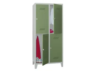 dubbeldekse locker,HxBxD 1850x800x500mm,2x2vak.,RAL7035,front RAL6011 - 2