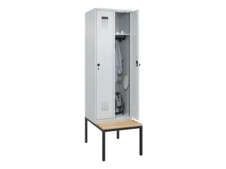 locker met bank,HxBxD 2120x600x815mm,2vak,vak B 300mm,draaigrendel - 1
