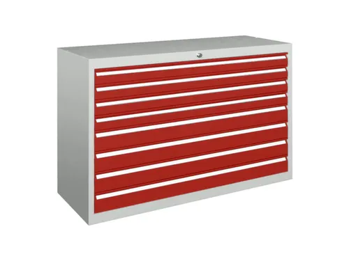 ladekast,HxBxD 800x1023x600mm,8lade(n),cil.-slot,RAL7035,front RAL3000