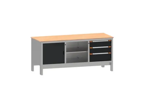 werkbank,HxBxD 870x1850x725mm,multiplexblad,draagverm. 1000kg,4voeten
