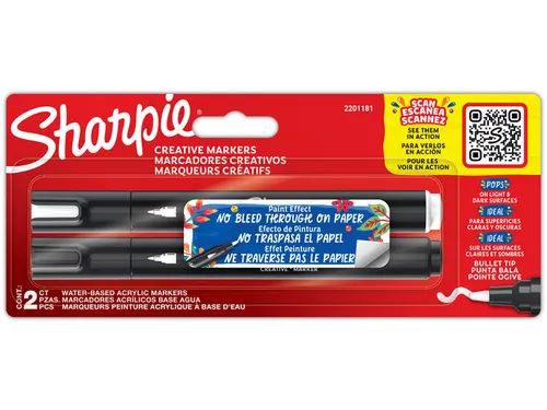 Viltstift Sharpie Creatieve marker zwart wit blister à 2 stuks