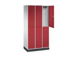 Dubbeldekse garderobekast,RAL 7035/RAL 3003,HxBxD 1950x920x500mm