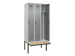 locker met bank,voor scheiding van kleding,HxBxD 2120x900x815mm,3vak