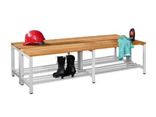 dubbele zitbank,LxD 1500x740mm,houten lijst beuken,onderstel RAL7016