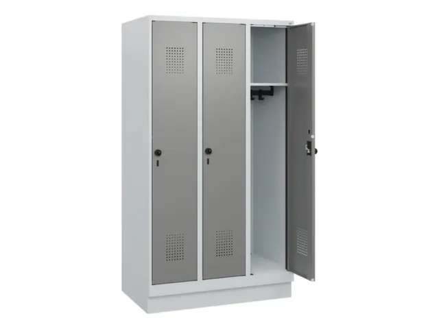 schoollocker,HxBxD 1630x900x500mm,3vak,vak B 300mm,draaigrendel,sokkel