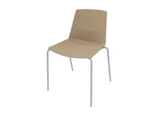 bezoekersstoel,4voeten ronde buis verchroomd,zitschaal PP beige - 1