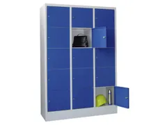 lockerkast,HxBxD 1850x1200x500mm,3x5vakken,RAL7035,front RAL3000