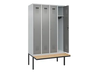 locker met bank,HxBxD 2120x1200x815mm,4vak,vak B 300mm,cilinderslot - 1
