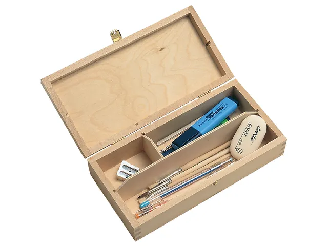 Tekendoos 25x12.5x6.5cm 3 vakken beukenhout