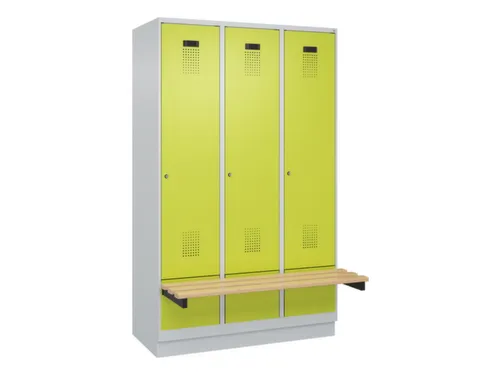 locker met bank,HxBxD 1950x1200x815mm,3vak,vak B 400mm,cilinderslot