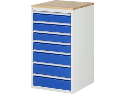 ladekast 1035x580x650mm 7laden cilinderslot RAL7035 RAL5010 beuken