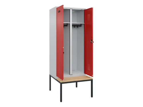 locker met bank,voor scheiding van kleding,HxBxD 2120x800x815mm,2vak
