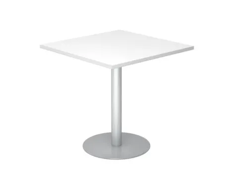 table de réunion HxlxP 745x800x800mm carré pied à disque argent