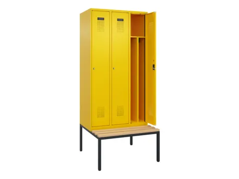 locker met bank,voor scheiding van kleding,HxBxD 2120x900x815mm,3vak