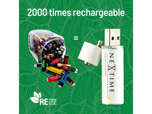 oplaadbare AA USB-Batterij blister a 4 stuks