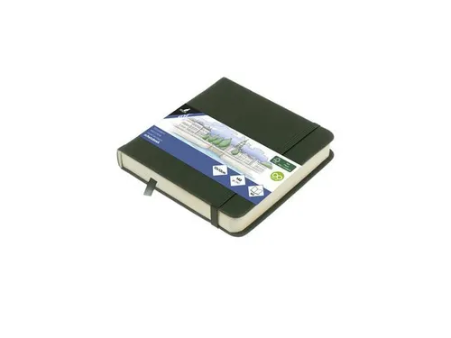 Schetsboek Kangaro 12x12cm forest green PU HC 80 vel 140gr roomwit met