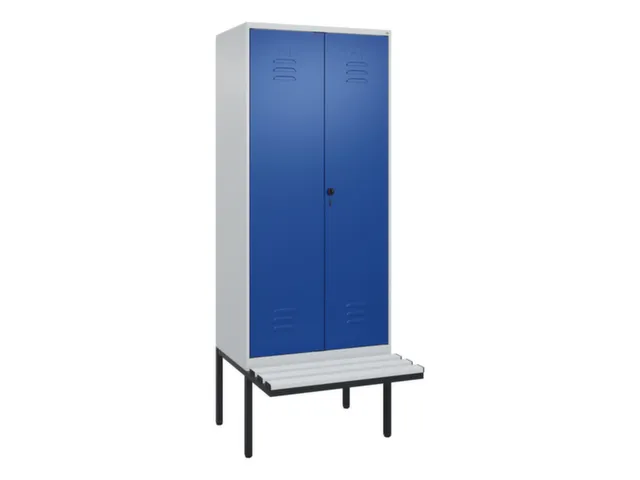 PBM-locker met bank,HxBxD 2120x800x815mm,2vak,vak B 400mm,draaigrendel
