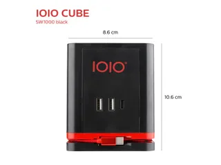 IOIO Stekkerdoos Kubus SW1000 3-voudig + 3x USB Zwart - 3