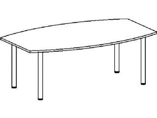 vergadertafel HxBxD 72x200x80cm vatvormig beuken 4voeten Alu - 7
