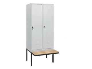locker met bank,HxBxD 1950x800x815mm,2vak,vak B 400mm,draaigrendel - 1
