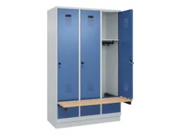 locker met bank,HxBxD 1950x1200x815mm,3vak,vak B 400mm,draaigrendel