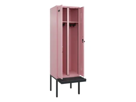 locker met bank,voor scheiding van kleding,HxBxD 2120x600x815mm,2vak