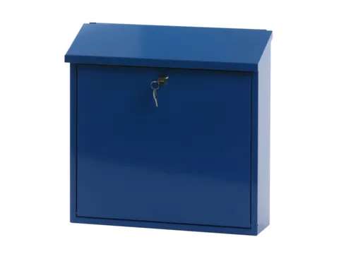 muurbrievenbus,blauw,HxBxD 370x370x115mm,inworp boven,uitname voor