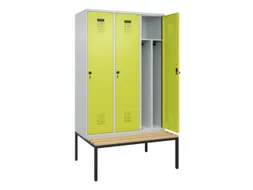 locker met bank,voor scheiding van kleding,HxBxD 2120x1200x815mm,3vak
