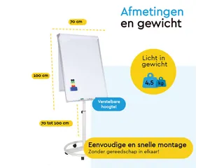 BRASQ Flipover Mobiel Deluxe 70x100cm Magnetisch Wit met accessoires - 3
