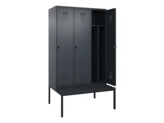 locker met bank,voor scheiding van kleding,HxBxD 2120x1200x815mm,3vak - 1