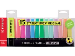 Markeerstift STABILO BOSS Original 70/15 assorti deskset à 15 stuks
